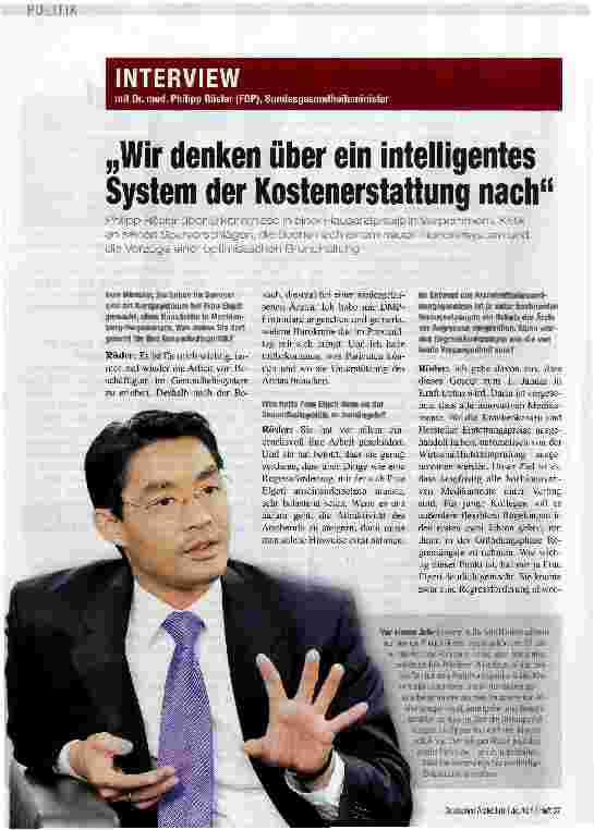 Vorschauseite 1: „Wir denken über ein intelligentes System der Kostenerstattung nach