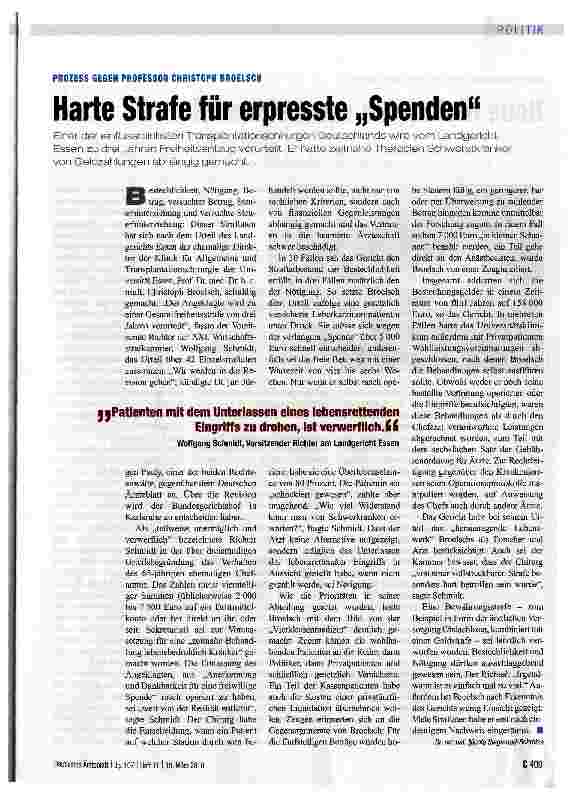 Vorschauseite 1: Harte Strafe für erpresste „Spenden