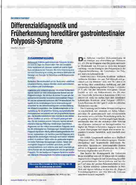 Vorschauseite 1: Differenzialdiagnostik und Früherkennung hereditärer gastrointestinaler Polyposis-Syndrome