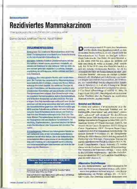 Vorschauseite 1: Rezidiviertes Mammakarzinom