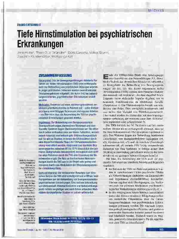 Vorschauseite 1: Tiefe Hirnstimulation bei psychiatrischen Erkrankungen