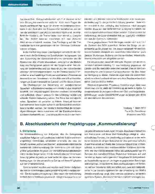 Vorschauseite 1: Abschlussbericht der Projektgruppe „Kommunalisierung