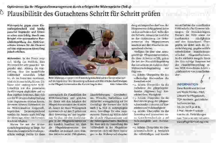 Vorschauseite 1: Optimieren Sie Ihr Pflegestufenmanagement durch erfolgreiche Widersprüche (Teil 4)Plausibilität des Gutachtens Schritt für Schritt prüfen