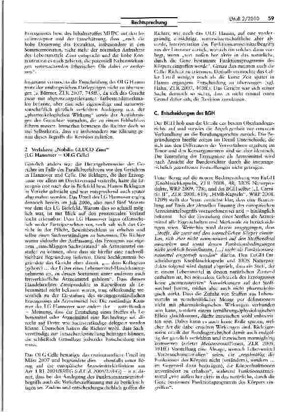 Vorschauseite 6: Unzulässigkeit der Bewerbung und Inverkehrbringen des Miteis Nobilin GLUCO Zimt als diätetisches Lebensmittel mangels Einhaltung der Voraussetzungen der Diätverordnung