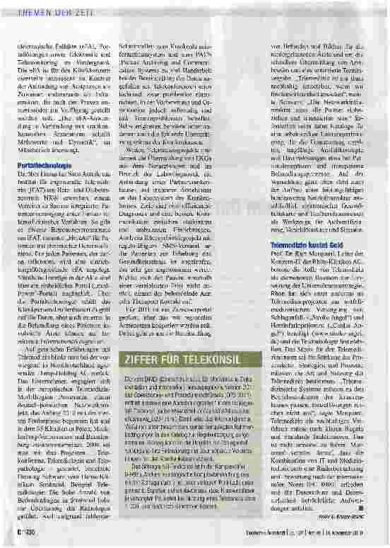 Vorschauseite 2: Vor dem Durchbruch Krankenhäuser betrachten telemedizinjsche Anwendungen zunehmend als einen wichtigen Faktor für den Erhalt und die Steigerung ihrer Wettbewerbsfähigkeit.