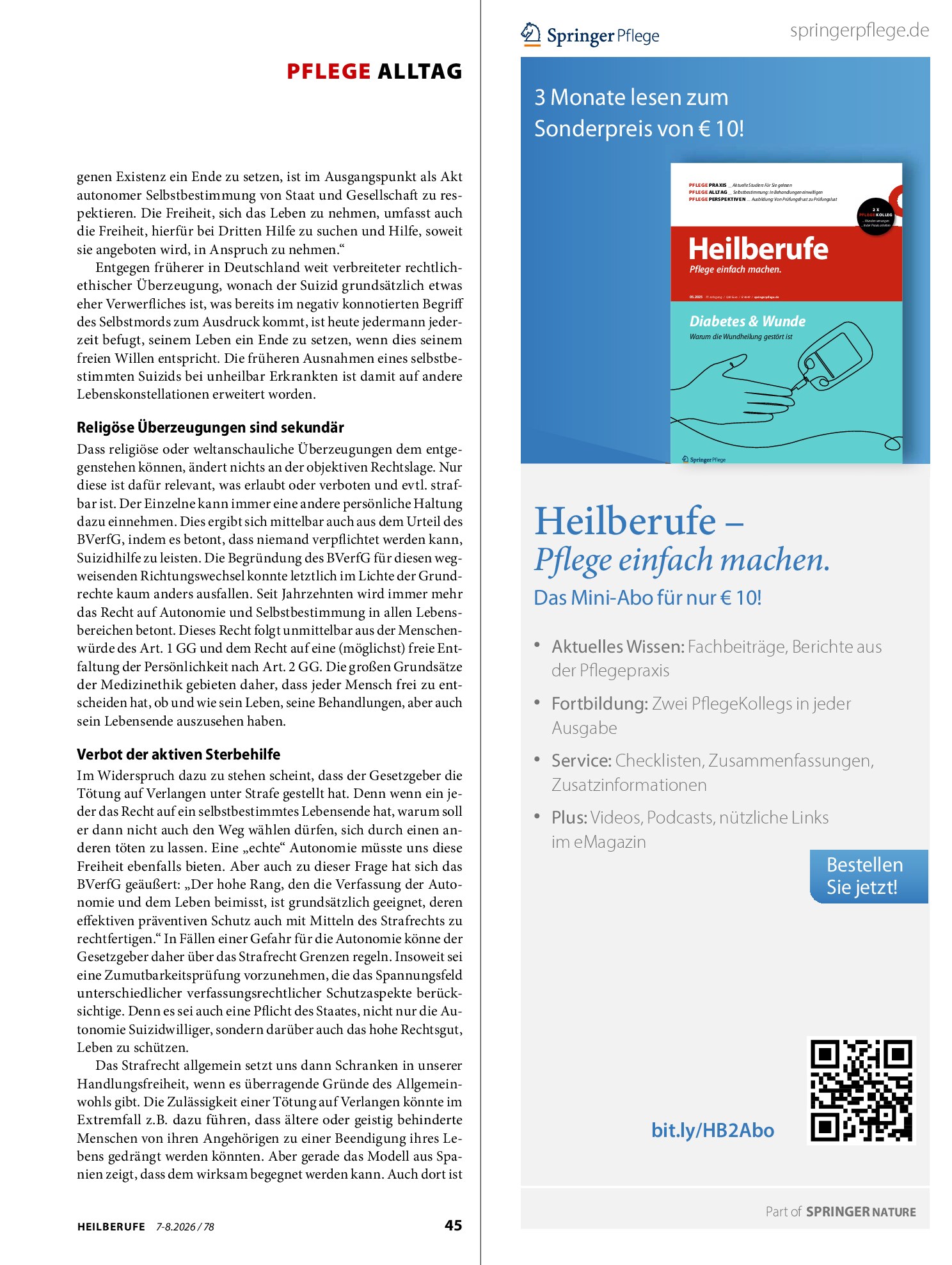 Vorschauseite 2: Der Freitod und seine rechtlichen Grenzen
