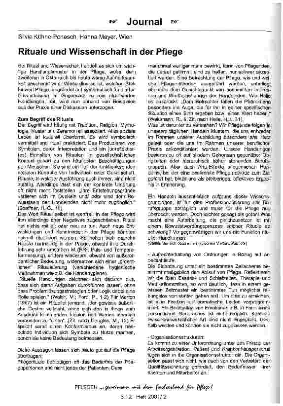 Vorschauseite 1: Rituale und Wissenschaft in der Pflege