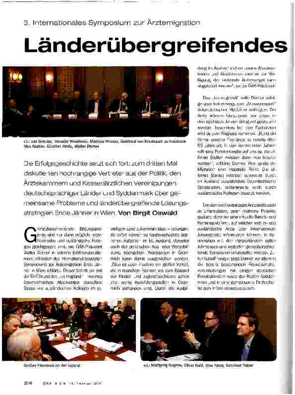 Vorschauseite 1: 3. Internationales Symposium zur ÄrztemigrationLänderübergreifendes Handeln