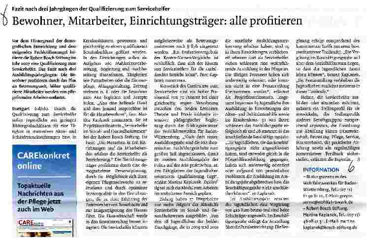 Vorschauseite 1: Bewohner, Mitarbeiter, Einrichtungsträger: alle profitieren