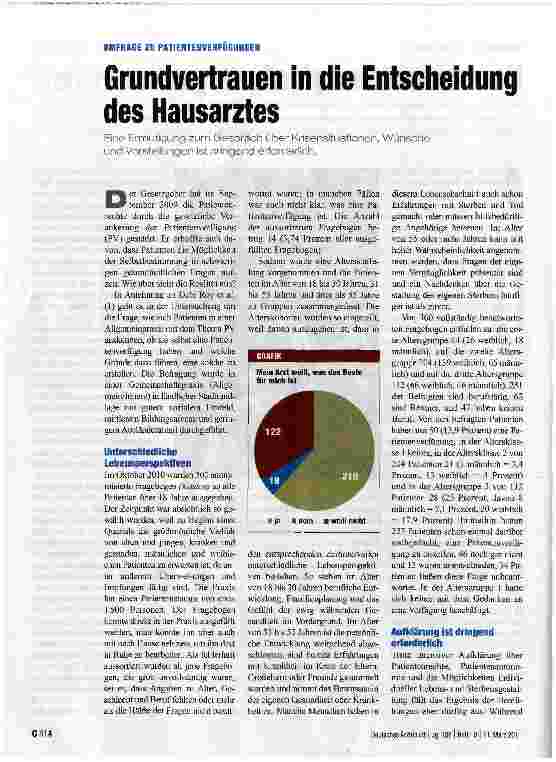Vorschauseite 1: Grundvertrauen in die Entscheidung des Hausarztes