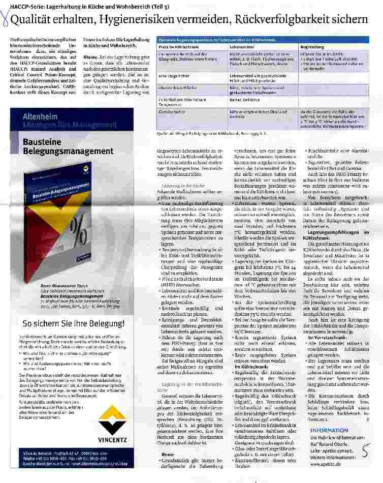 Vorschauseite 1: Qualität erhalten, Hygienerisiken vermeiden, Rückverfolgbarkeit sichern