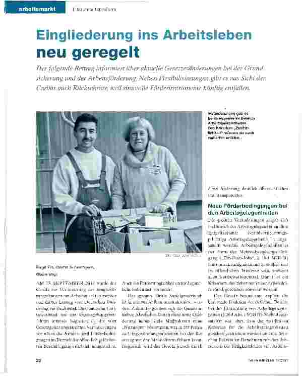 Vorschauseite 1: Eingliederung ins Arbeitsleben neu geregelt