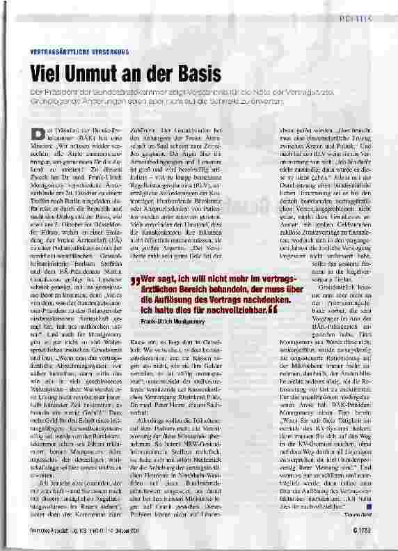 Vorschauseite 1: Viel Unmut an der Basis