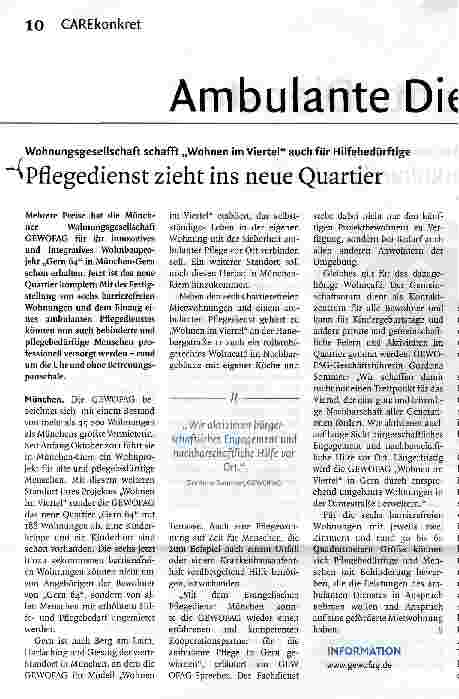 Vorschauseite 1: Pflegedienst zieht ins neue Quartier
