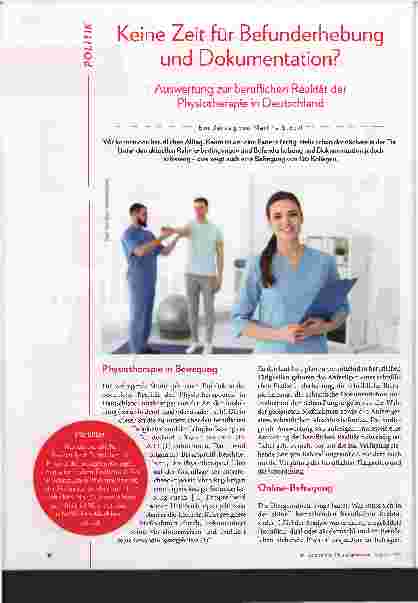 Vorschauseite 1: Keine Zeit für Befunderhebung und Dokumentation? Auswertung zur beruflichen Realität der Physiotherapie in Deutschland