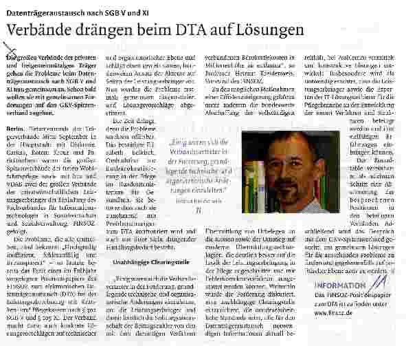 Vorschauseite 1: Verbände drängen beim DTA auf Lösungen