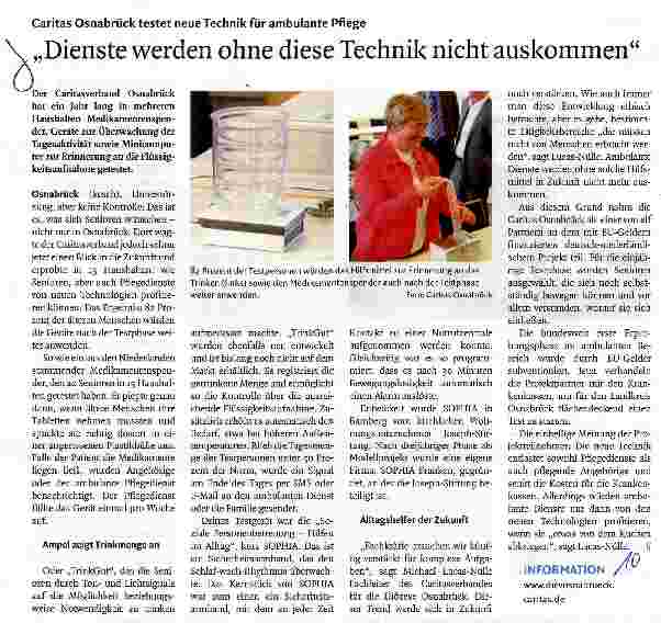 Vorschauseite 1: Caritas Osnabrück testet neue Technik für ambulante Pflege «Dienste werden ohne diese Technik nicht auskommen