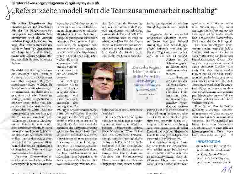 Vorschauseite 1: Berater rät von vorgeschlagenem Vergütungssystem abReferenzzeitenmodell stört die Teamzusammenarbeit nachhaltig