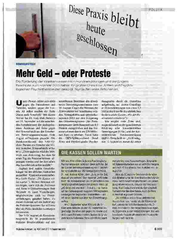 Vorschauseite 1: Mehr Geld - oder Proteste