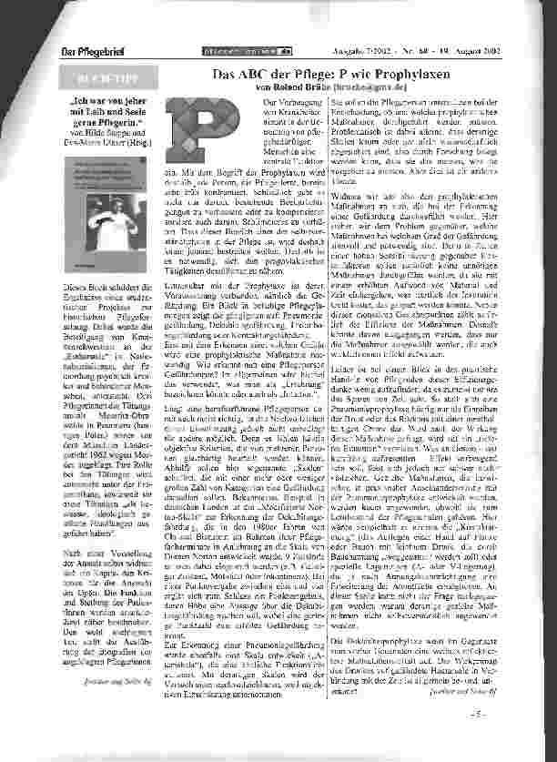 Vorschauseite 1: Das ABC der Pflege: P wie Prophylaxen