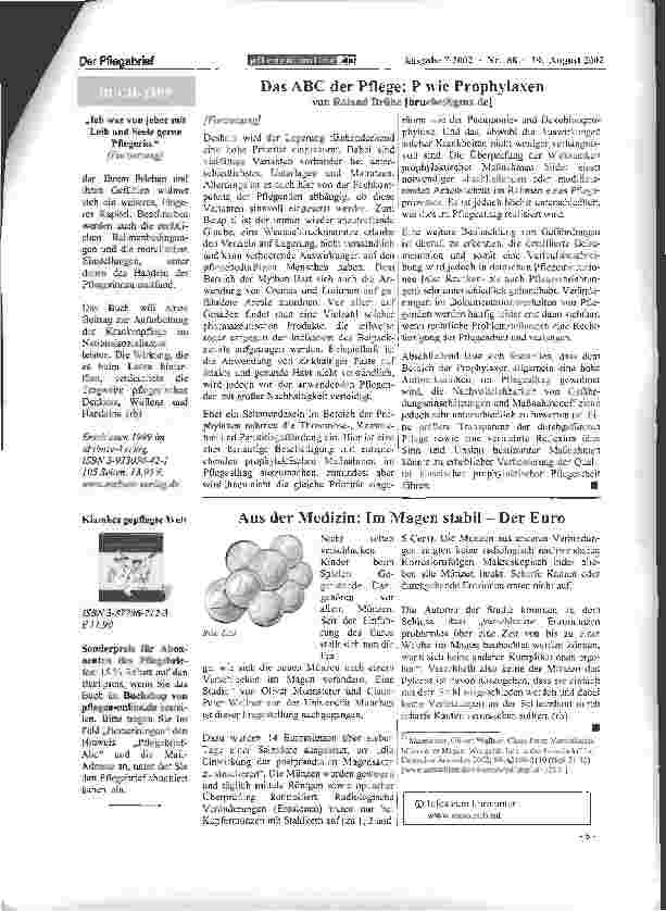 Vorschauseite 2: Das ABC der Pflege: P wie Prophylaxen