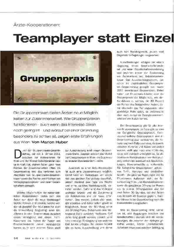 Vorschauseite 1: Teamplayer statt Einzelkämpfer