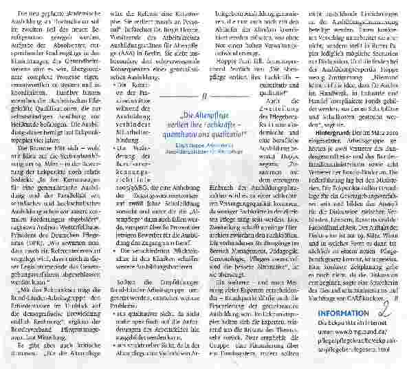 Vorschauseite 2: Pflegeausbildung: Aus drei wird eins