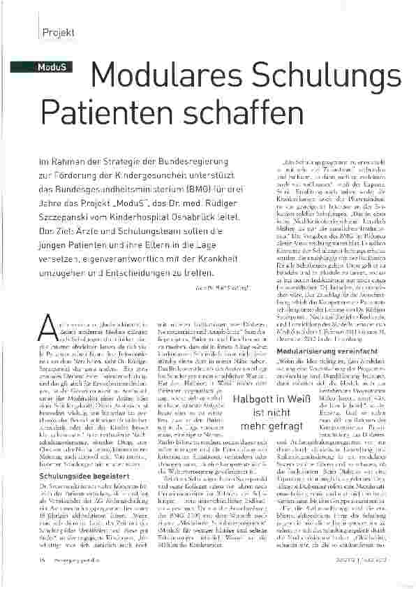 Vorschauseite 1: Modulares Schulungsprogramm soll mündige Patienten schaffen