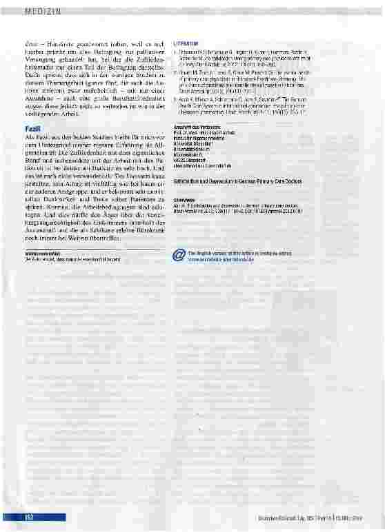 Vorschauseite 2: Zufriedenheit und Depression bei Hausärzten