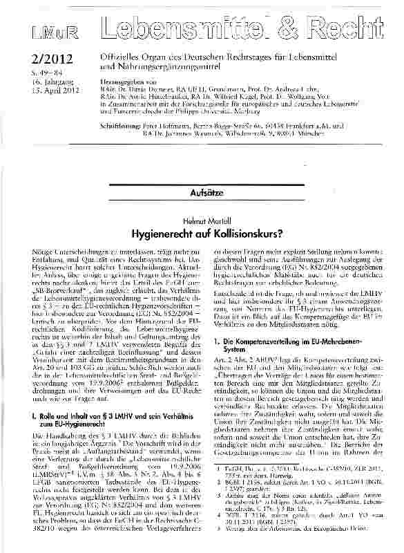 Vorschauseite 1: Hygienerecht auf Kollisionskurs?