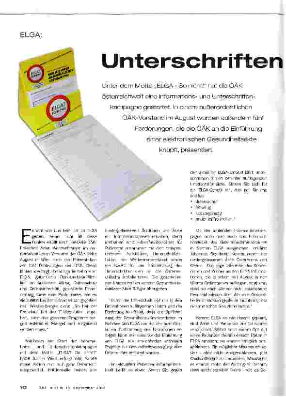 Vorschauseite 1: Unterschriftenaktion läuft