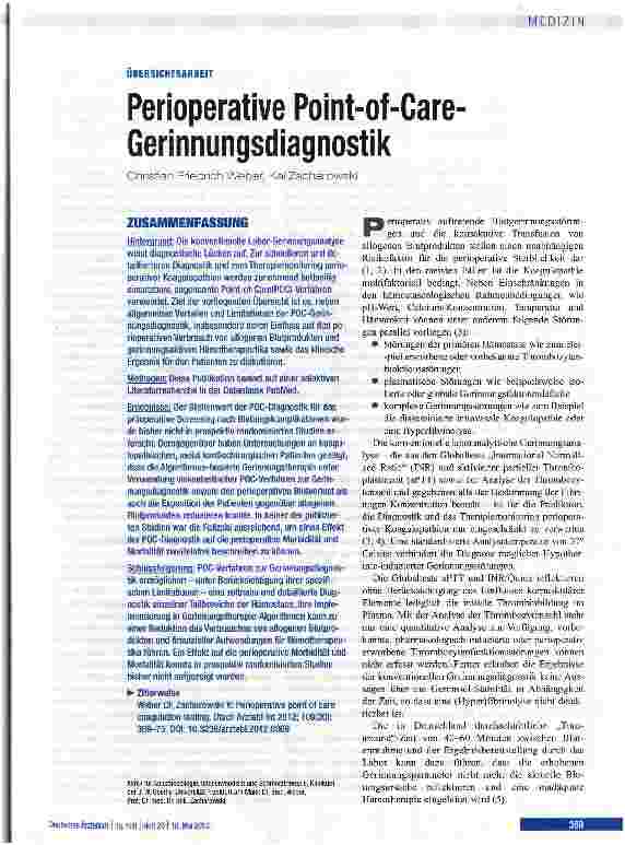 Vorschauseite 1: Perioperative Point-of-Care-Gerinnungsdiagnostik