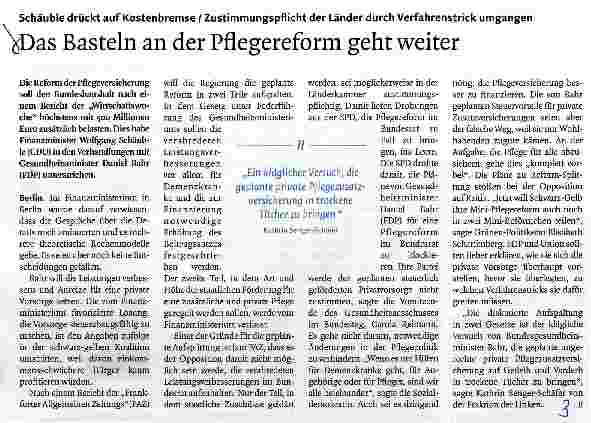 Vorschauseite 1: Das Basteln an der Pflegereform geht weiter
