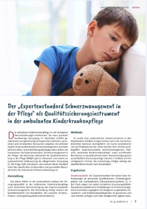Vorschauseite 1: Der "Expertenstandard Schmerzmanagement in der Pflege" als Qualitätssicherungsinstrument in der ambulanten Kinderkrankenpflege