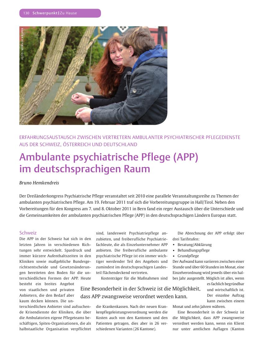 Vorschauseite 1: Ambulante psychiatrische Pflege (APP) im deutschsprachigen Raum