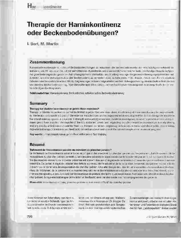 Vorschauseite 1: Therapie der Harninkontinenz oder Beckenbodenübungen?