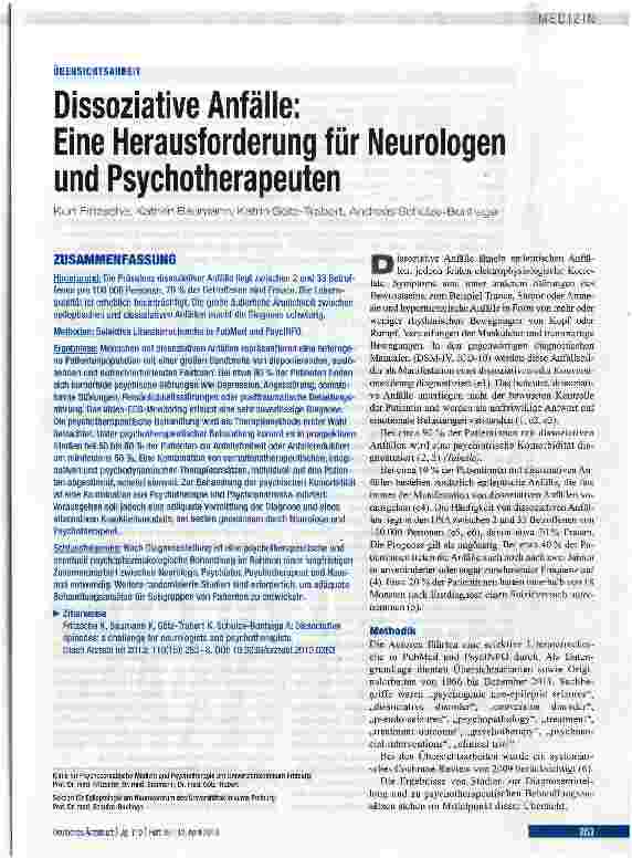 Vorschauseite 1: Dissoziative Anfälle: Eine Herausforderung für Neurologen und Psychotherapeuten
