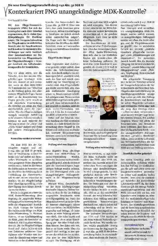 Vorschauseite 1: Konterkariert PNG unangekündigte MDK-Kontrolle?