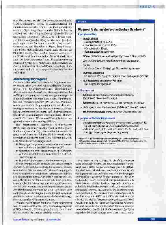 Vorschauseite 3: Myelodysplastische Syndrome: Diagnostik, Prognoseabschätzung und Therapie