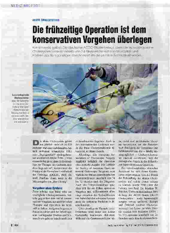 Vorschauseite 1: Die frühzeitige Operation ist dem konservativen Vorgehen überlegen