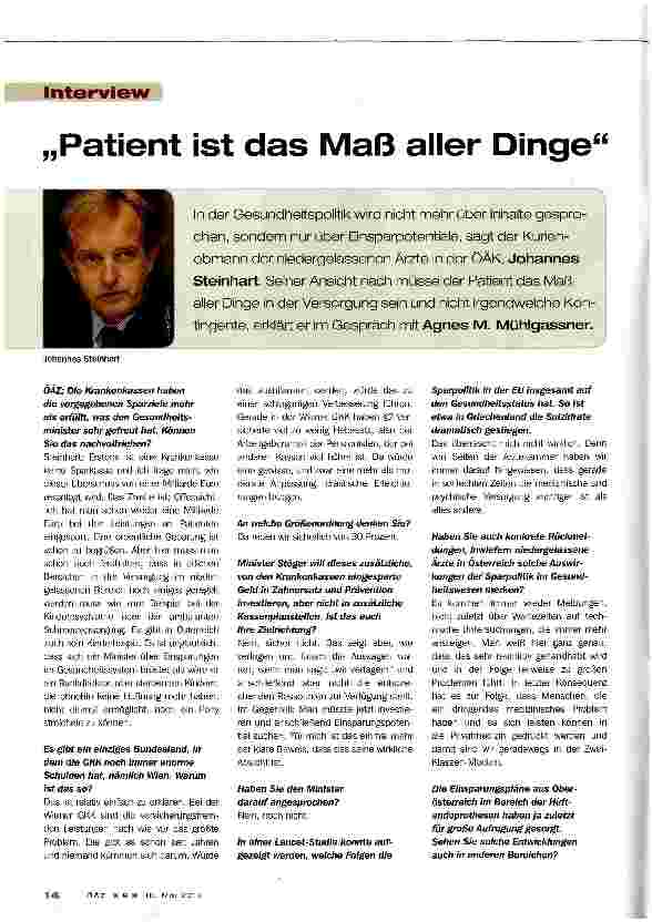 Vorschauseite 1: „Patient ist das Maß aller Dinge