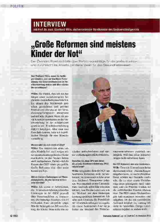 Vorschauseite 1: „Große Reformen sind meistens Kinder der Not