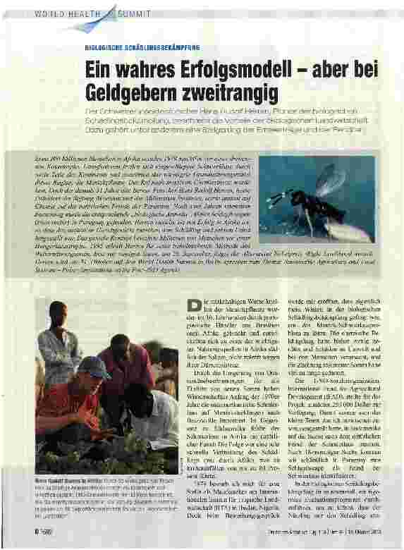 Vorschauseite 1: Ein wahres Erfolgsmodell - aber bei Geldgebern zweitrangig