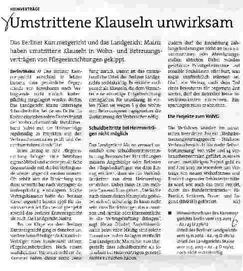 Vorschauseite 1: Umstrittene Klauseln unwirksam