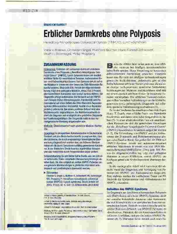 Vorschauseite 1: Erblicher Darmkrebs ohne Polyposis