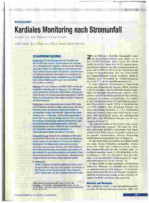 Vorschauseite 1: Kardiales Monitoring nach Stromunfall
