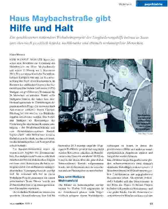 Vorschauseite 1: Haus Maybachstraße gibt Hilfe und Halt