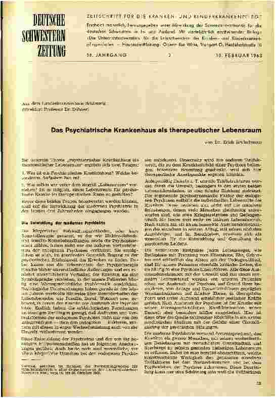 Vorschauseite 1: Das Psychiatrische Krankenhaus als therapeutischer Lebensraum
