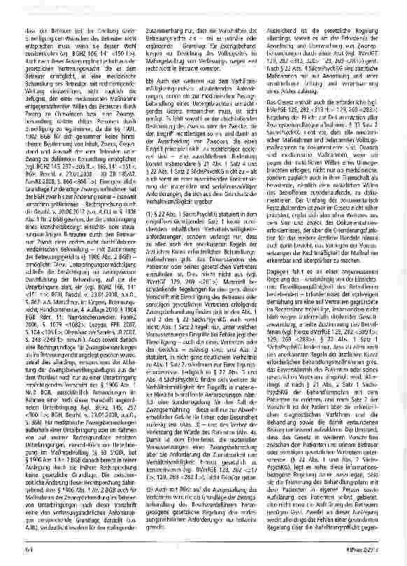 Vorschauseite 4: Zur Zwangsbehandlung Art. 2 Abs. 2 Satz 1, 19 GG