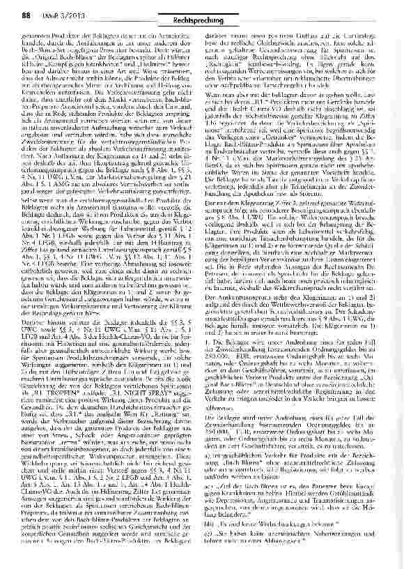 Vorschauseite 2: Keine Bewerbung oder Vertrieb von „RESCUE -Spirituosen AMG Art. 2 I Nr. 1; UWG § 8 III Nr. 1, § 2 I Nr. 3